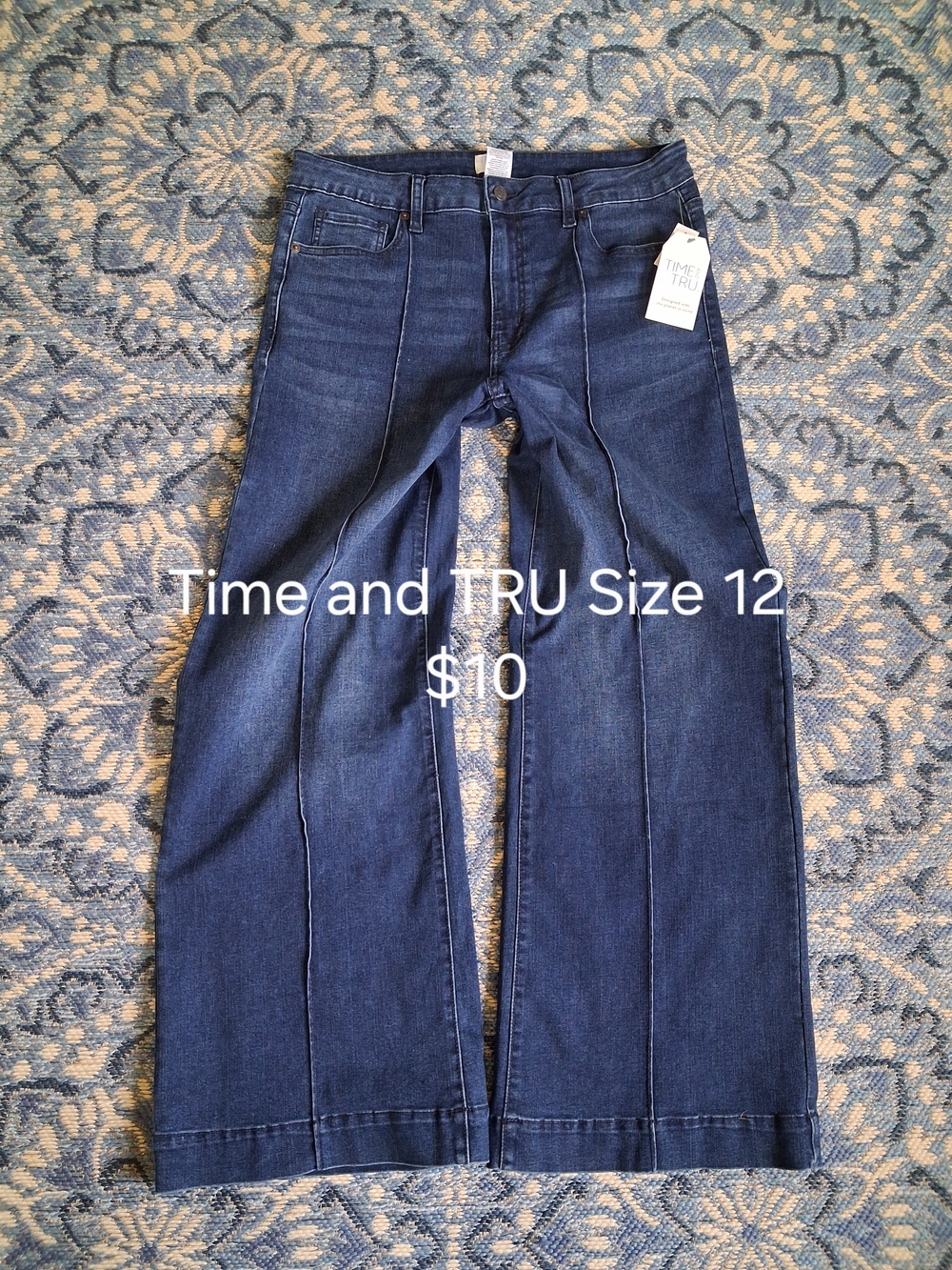 Time and Tru Women's Dark Indigo Wide Leg Jeans - Flare Style